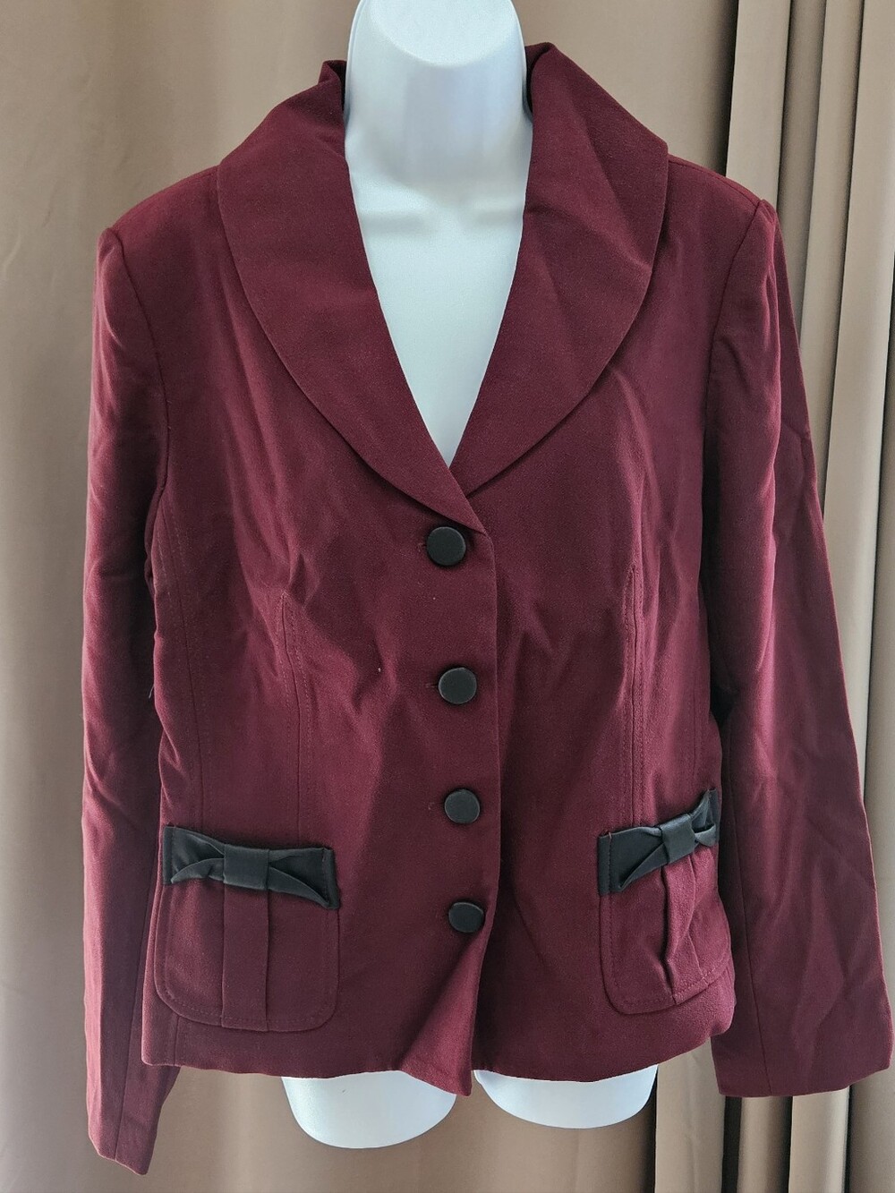 NWT Vintage Linea by Louis Dell'Olio Maroon Suede Blazer Faux Leather Trim